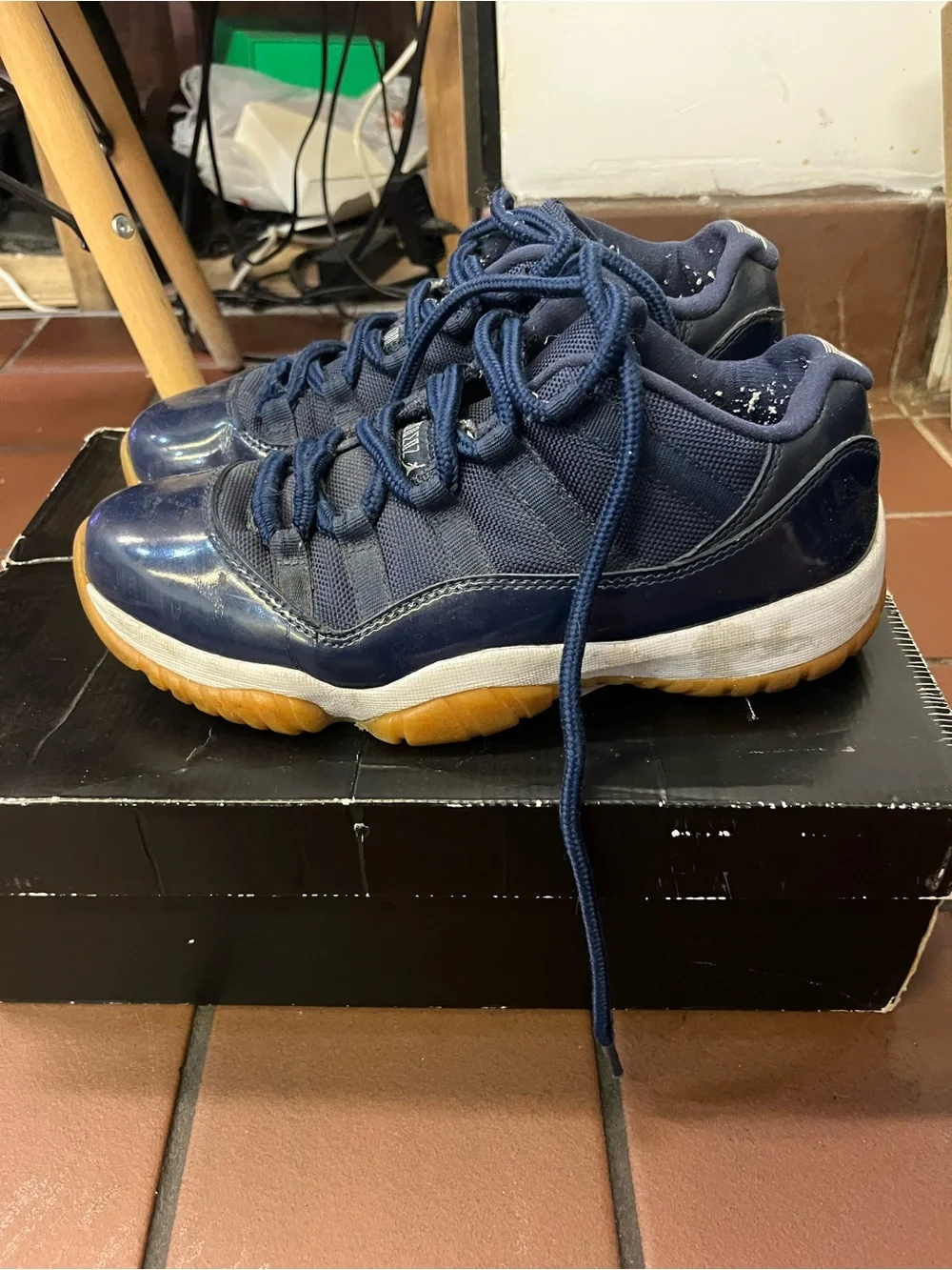 Jordan Low-Top Sneakers in Navy with Gum Sole